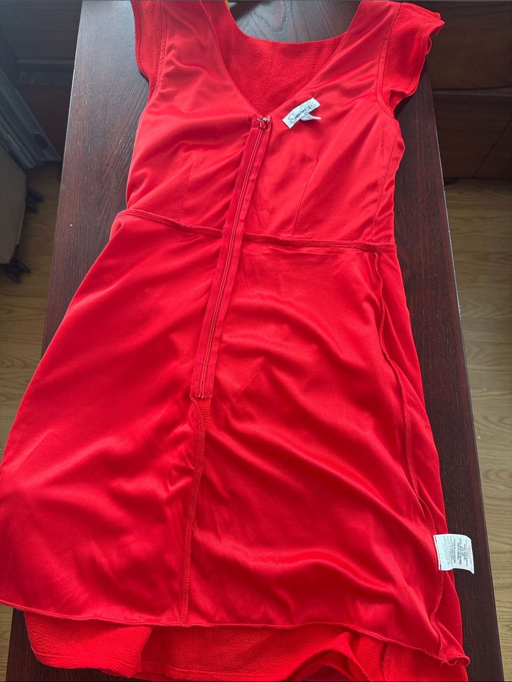 Red Ruffle Sleeve Dress - Picture 6 of 9